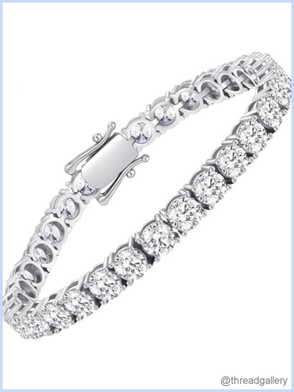 Lab-Grown White Silver Tennis Bracelet – Round Cut Elegant Jewelry Gift for